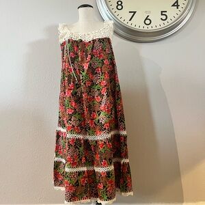 Floral Crochet-Trim Maxi Dress